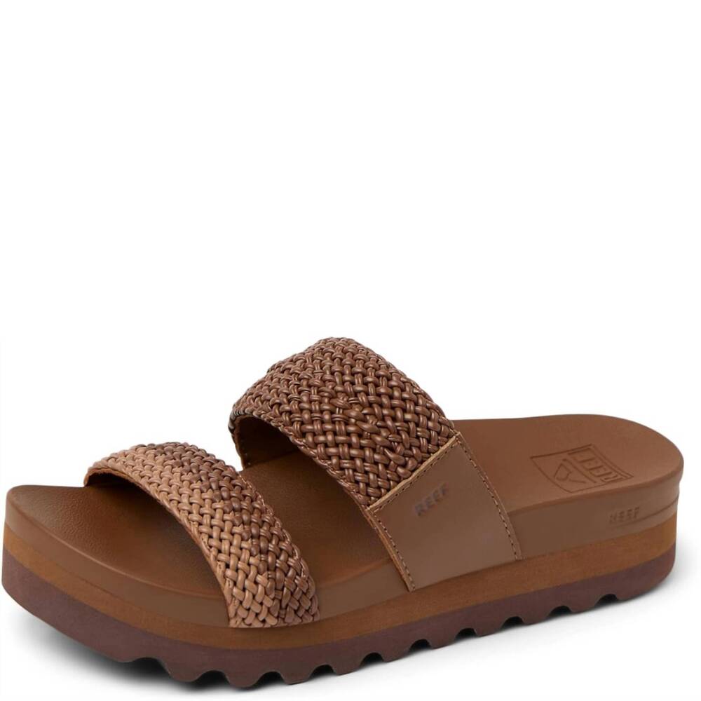 NEW REEF women's cushion vista hi sandals in chocolate/tan braid - Picture 2 of 4